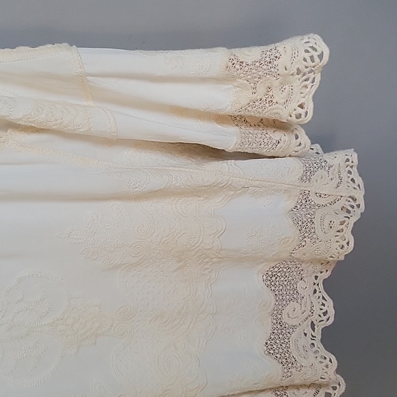 Democracy Boho peasant blouse crochet embroidery flutter sleeve cold shoulder - Picture 4 of 6